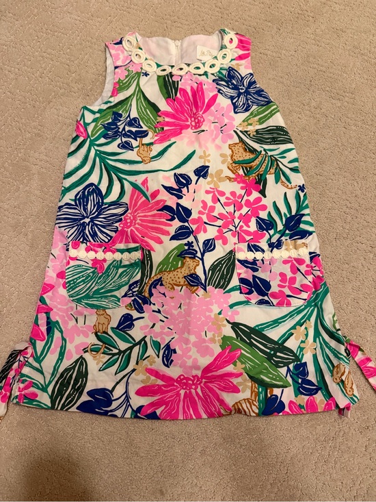 Lilly Pulitzer Other - Lilly Pulitzer Girls Size 6 Tropical Floral Shift Dress Pink Green GUC